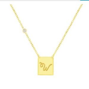 Savvy Cie 18k Gold CZ Script Initial Necklace